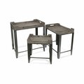 H2H Gray Wash Wood Top Nesting Table with Side Handles & Galvanized Metal Base - Set of 3 H22546592
